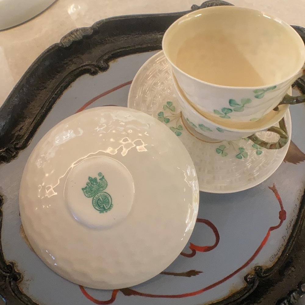 HOST PICK😀Belleek fine porcelain tea cup and saucer set of two - Picture 5 of 9